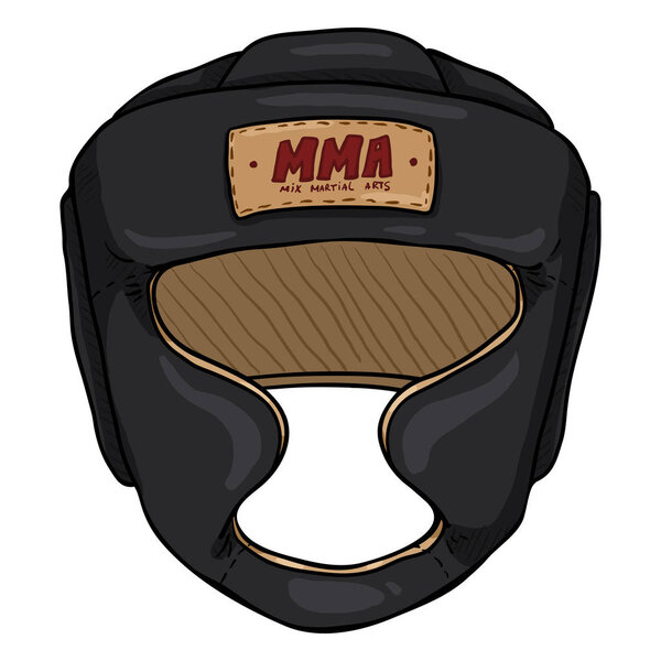 Vector Cartoon Black Training Helmet for Mixed Martial Arts