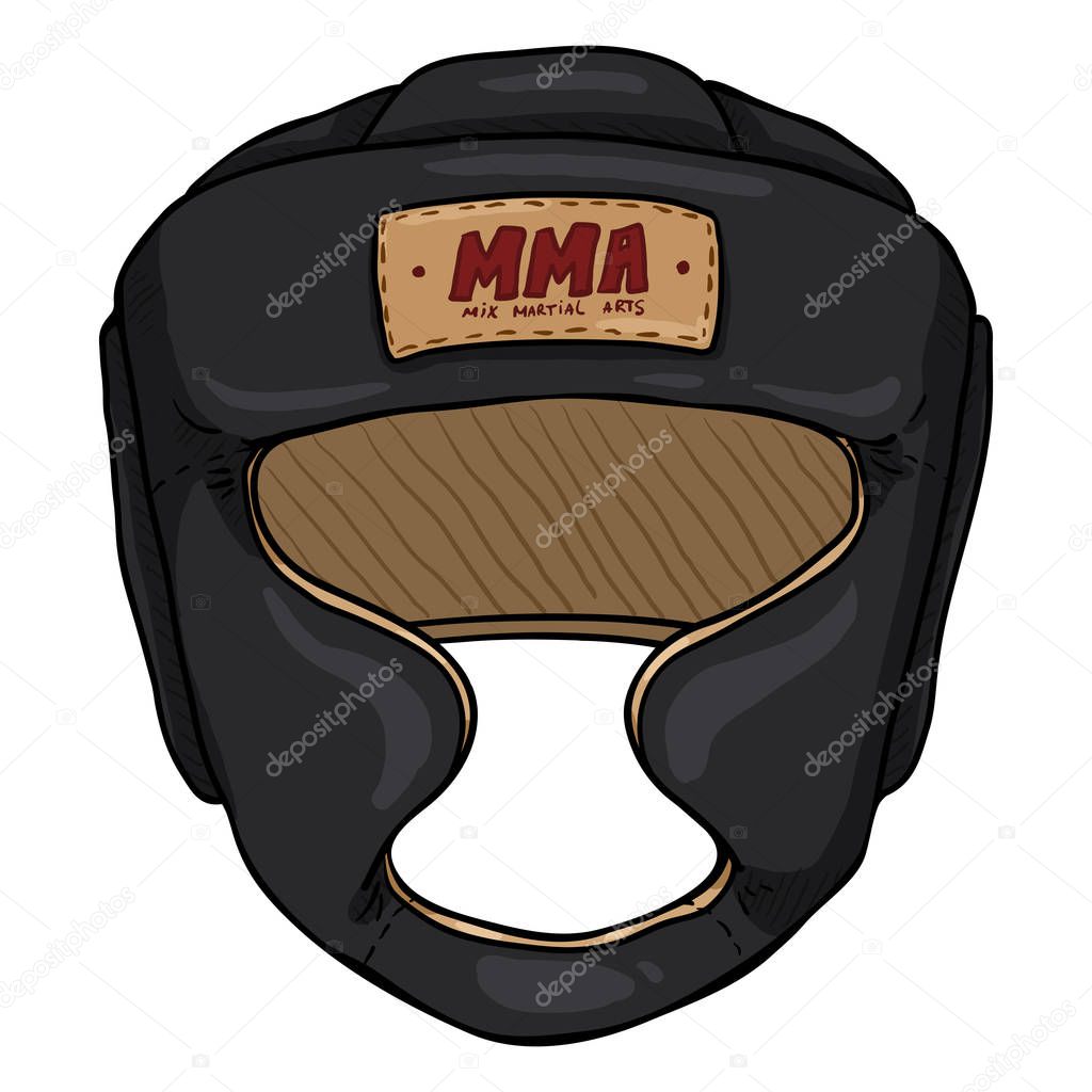 Vector Cartoon Black Training Helmet for Mixed Martial Arts