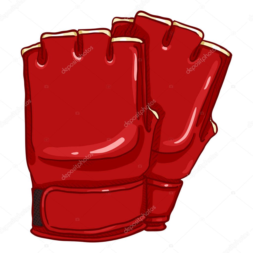 Vector Cartoon Red Fighting Gloves for Mix Martial Arts. MMA Equipment.