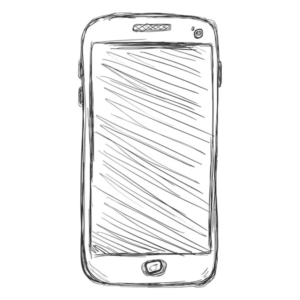 Smutsiga Skiss Vektorillustration Smartphone — Stock vektor