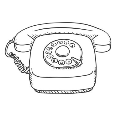 Kroki Rotary Retro beyaz arka plan üzerinde izole telefon