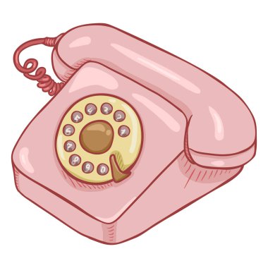 Çizgi film Pembe Retro tarzı döner telefon