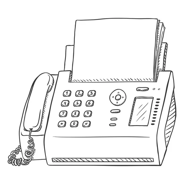 Máquina Fax Sketch Aislada Sobre Fondo Blanco — Vector de stock