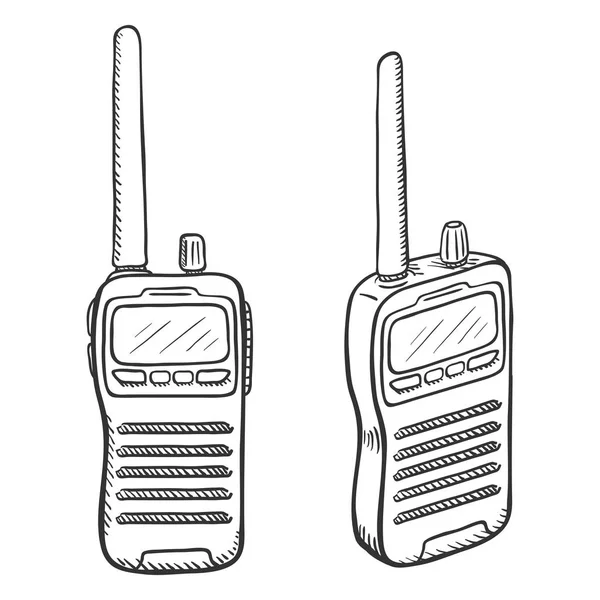 Sketch Walkie Talkie Aislado Sobre Fondo Blanco — Vector de stock