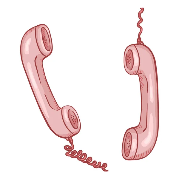 Růžový Dvou Telefonů Izolovaných Bílém Pozadí — Stockový vektor
