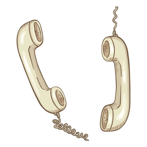 Two White Telephone Handsets Isolated White Background — Stock Vector