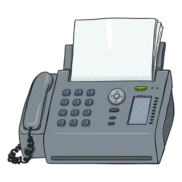 Kreslený Fax Machine Office Telefon Izolovaných Bílém Pozadí — Stockový vektor