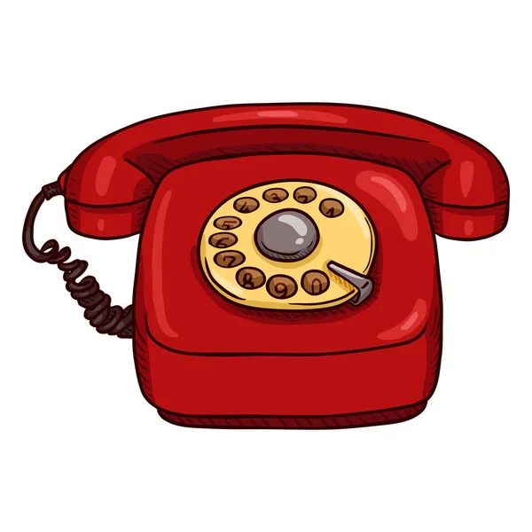 Cartoon Klassiska Röda Roterande Telefon — Stock vektor