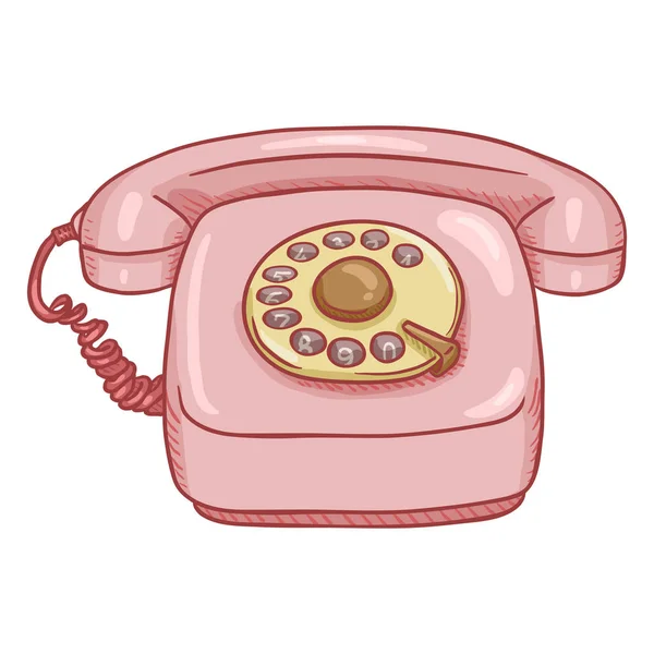 Cartoon Pink Retro Style Rotary Phone — Stock Vector