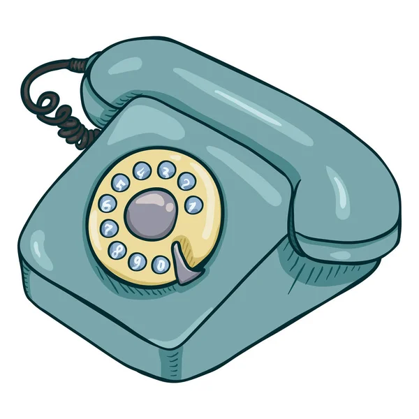 Cartoon Turquoise Retro Style Rotary Telephone — Stock Vector