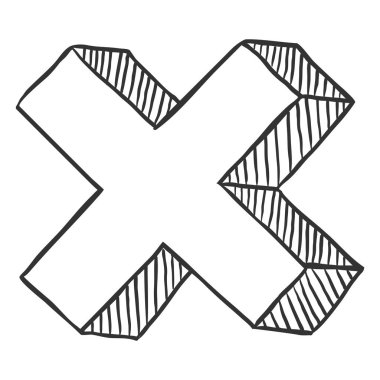 Beyaz arka plan üzerinde izole sembolü reddetmek kroki