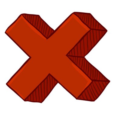 Karikatür kırmızı reddetmek sembolü beyaz arka plan üzerinde izole