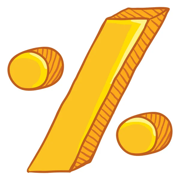 Karikatura Symbol Procent Zlata Izolovaných Bílém Pozadí — Stockový vektor
