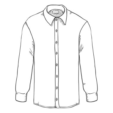 Uzun kol klasik erkek beyaz arka plan üzerinde izole gömlek kroki