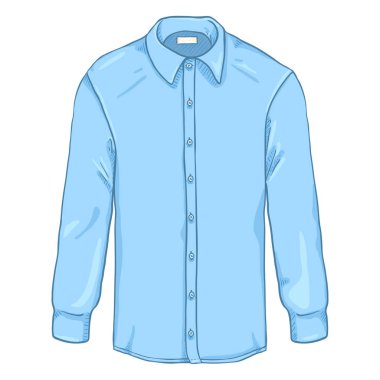 Çizgi film uzun kollu ışık mavi klasik erkek beyaz arka plan üzerinde izole gömlek