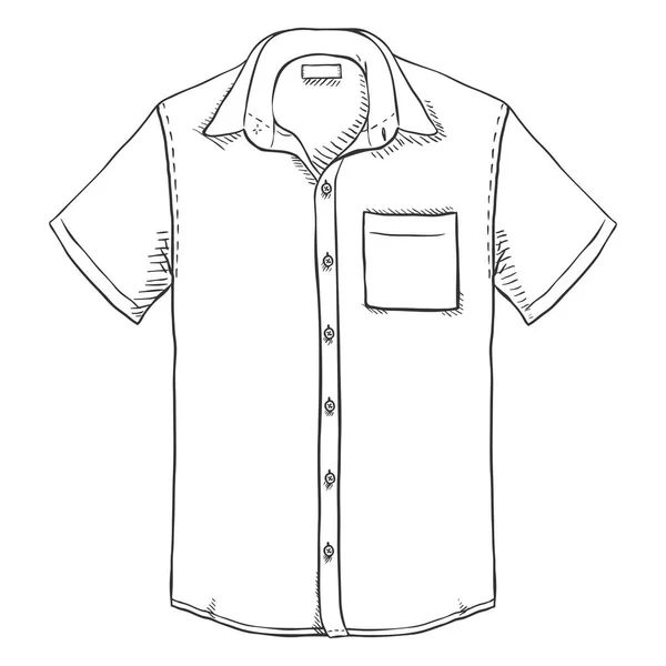 Sketch Camicia Uomo Manica Corta Con Petto Tasca Isolata Sfondo — Vettoriale Stock