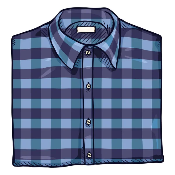 Desenhos Animados Dobrados Azul Casual Checkered Homens Camisa Isolada Fundo —  Vetores de Stock