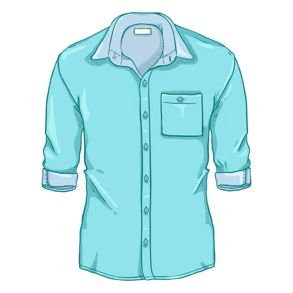 Cartoon Turquoise Casual Heren Shirt Met Roll Sleeves Geïsoleerd Witte — Stockvector