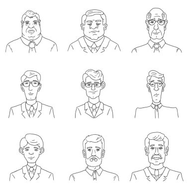 Küme iş üzerinde beyaz arka plan izole avatarları