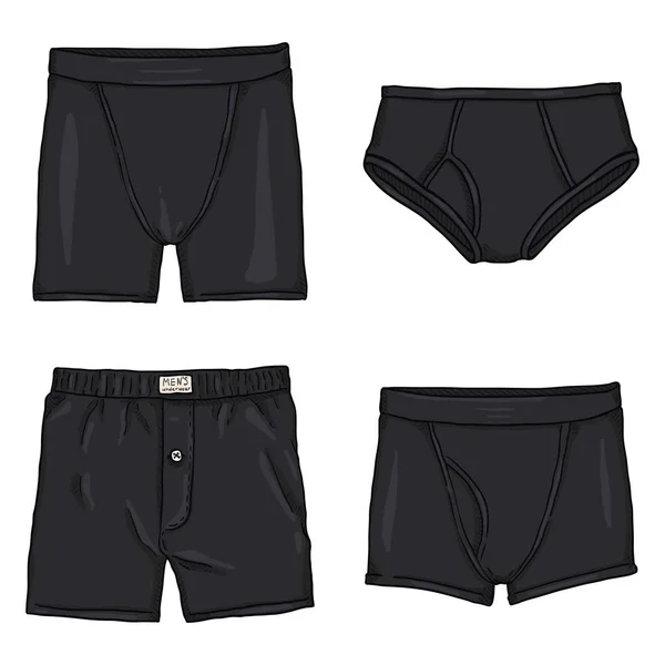 Ensemble Vectoriel Pantalons Pour Hommes Noirs Bande Dessinée Sous Vêtements — Image vectorielle