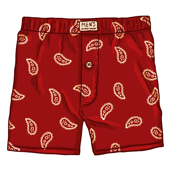 Vector Cartoon Red Male Underwear Pattern Cotton Mens Briefs — Stock Vector