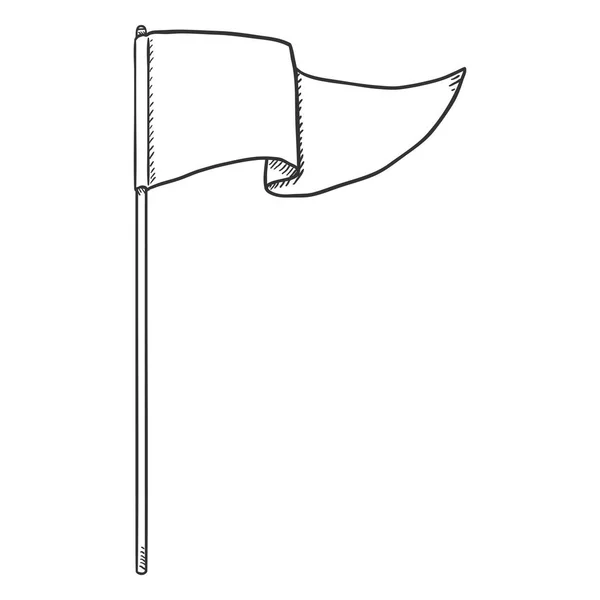 Vector Single Sketch Waving Triangle Flag — Stock Vector