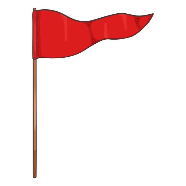 Vector Cartoon Red Waving Triangle Flag — Stock Vector