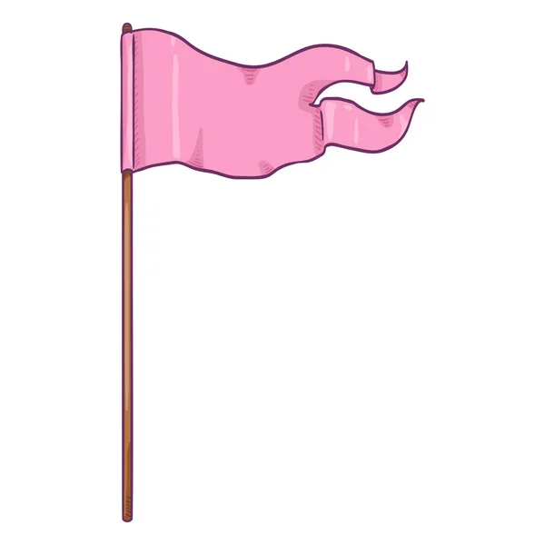 Vetor Desenhos Animados Acenando Bandeira Bifurcada Rosa — Vetor de Stock