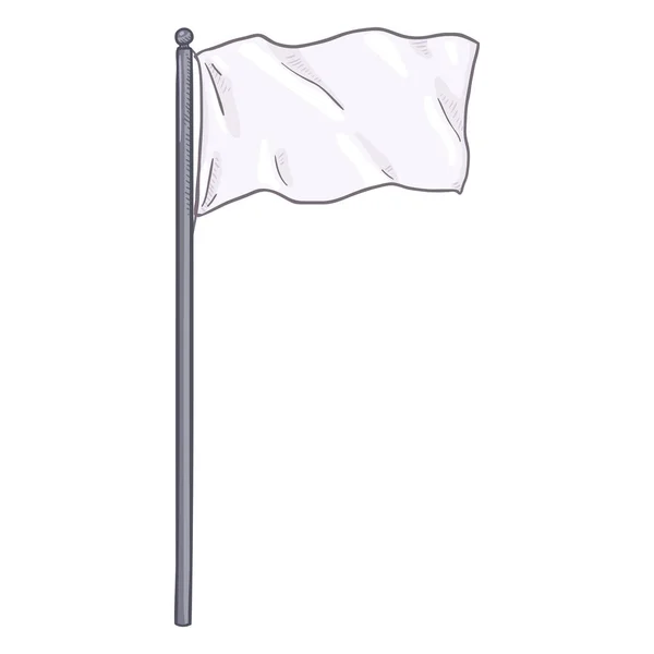 Vector Cartoon Waving White Flag — Stock Vector