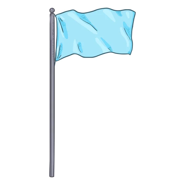 Vector Cartoon Waving Turquoise Flag — Stock Vector