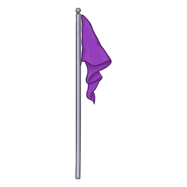 Vector Dibujos Animados Bandera Púrpura Sin Viento — Vector de stock