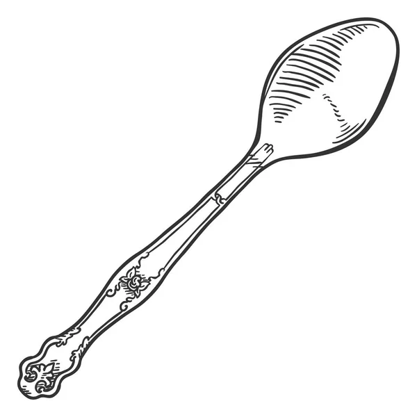 Vector Single Sketch Vintage Enged Spoon — стоковый вектор