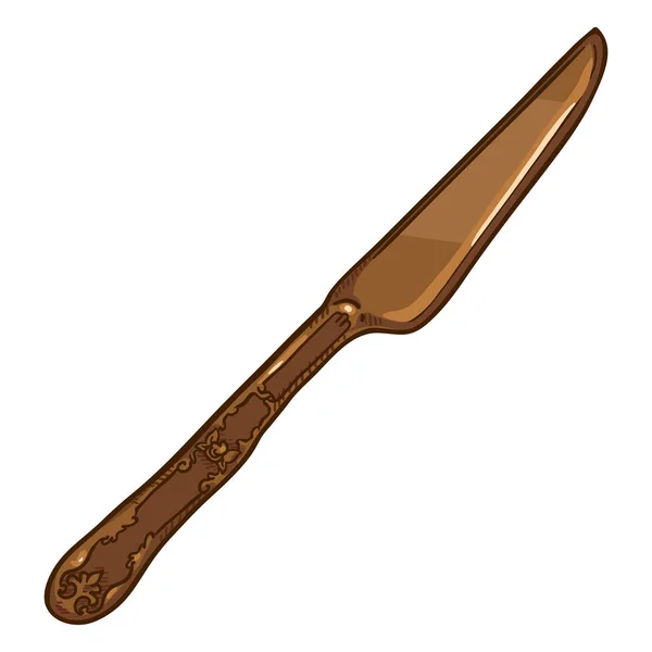 Vector Enda Tecknad Brons Vintage Äta Kniv — Stock vektor