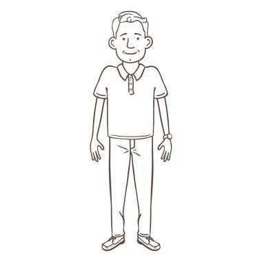 Vektör çizgi film anahat karakteri - genç adam sanat