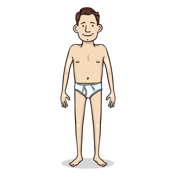 Vektor Cartoon Figur Junger Mann Weißer Unterhose — Stockvektor