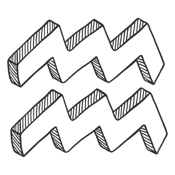 Signo Del Zodíaco Solo Boceto Vectorial Acuario — Vector de stock