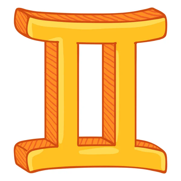 向量单一的黄金动画片十二生肖标志 双子座 — 图库矢量图片
