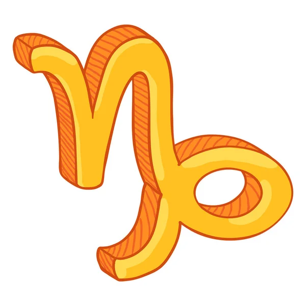 Vektorové Jediné Zlaté Kreslený Znamení Zvěrokruhu Kozoroh — Stockový vektor