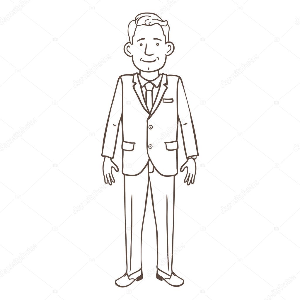 vector illustration of business Man in Black Suit