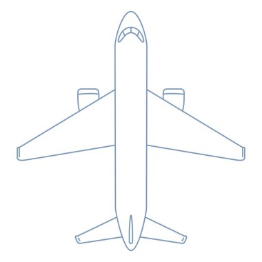 Vektör anahat uçak çizim. Üstten Görünüm uçak