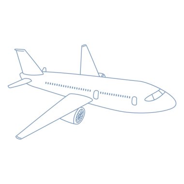 Vektör anahat uçak çizim. Yan görünümü uçak