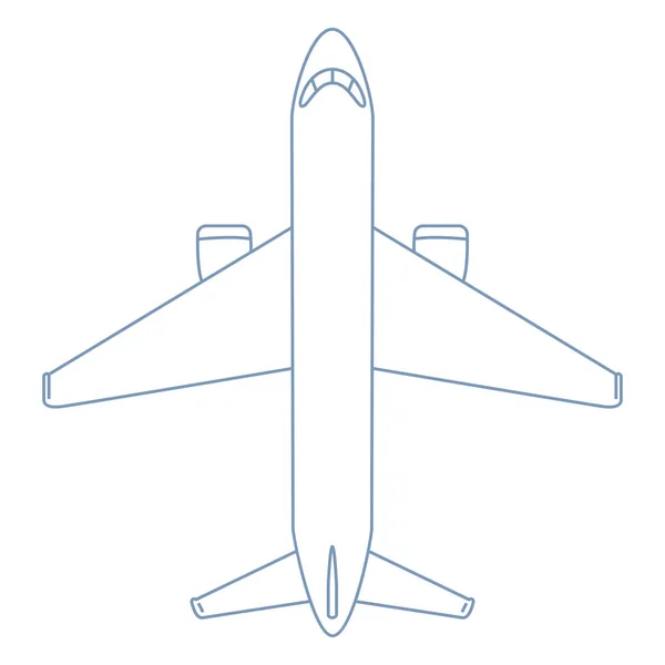 Vector Outline Plane Illustration Top View Avião — Vetor de Stock