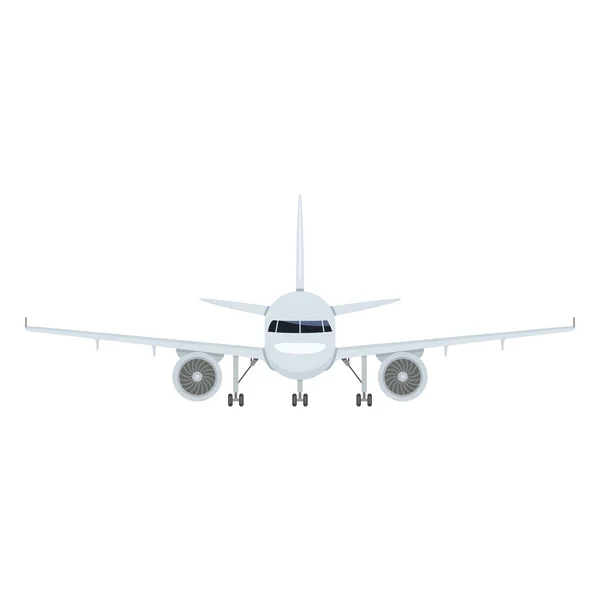 Vektör Düz Uçak Çizim Önden Görünüm Sivil Uçak — Stok Vektör