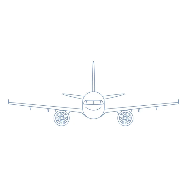 Vektör Anahat Uçak Çizim Önden Görünüm Uçak — Stok Vektör
