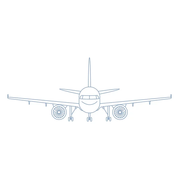 Vektorumrissfläche Mit Chassis Illustration Flugzeug Von Vorne — Stockvektor