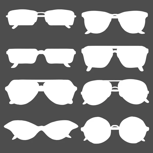 Vector Set White Sunglasses Silhouettes — Stock Vector