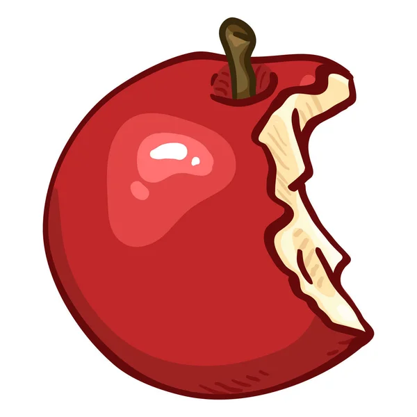 Vector Dibujos Animados Mordido Manzana Roja — Archivo Imágenes Vectoriales