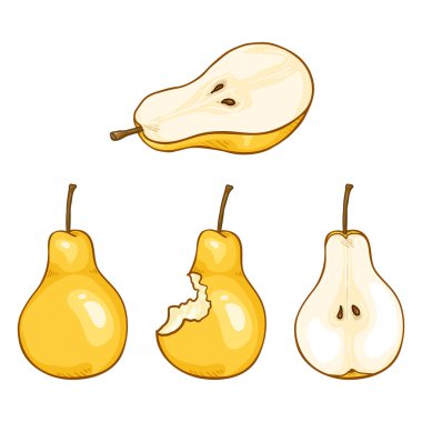 Çizgi film sarı armut çizimler vektör kümesi