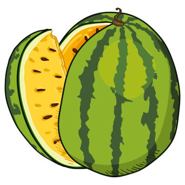 Vektör karikatür karpuz sarı posa