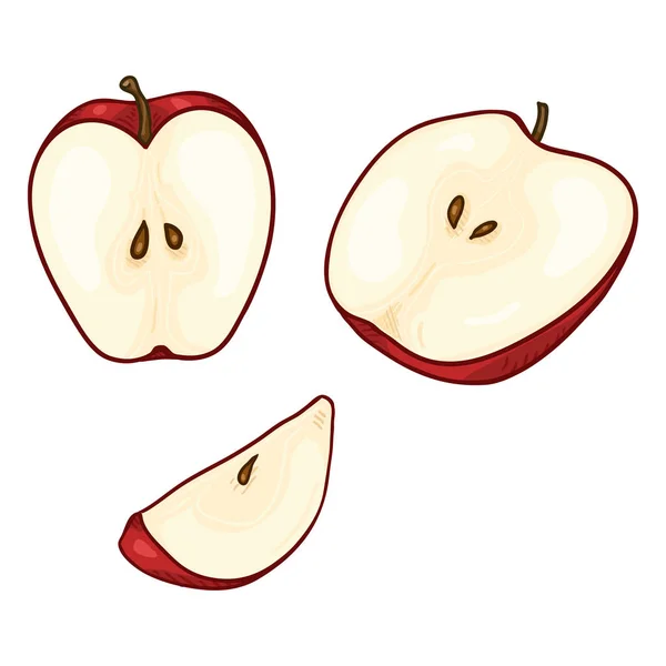 Ensemble Vectoriel Pièces Découpées Pomme Rouge Dessin Animé — Image vectorielle